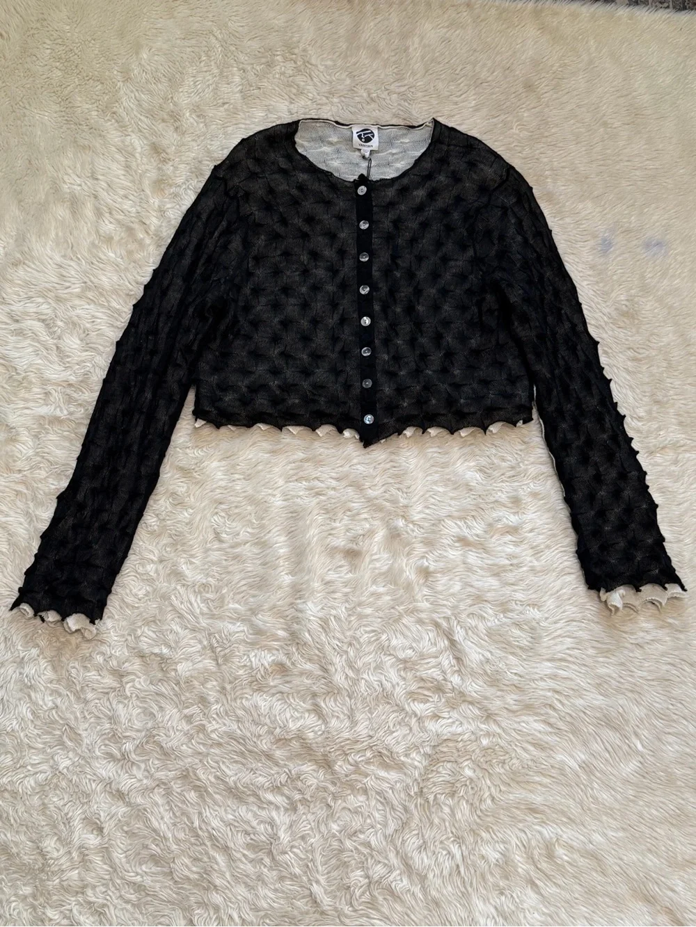 NWT YanYan Borlor Double Layer Wool Shrunken Cardigan - Size Large